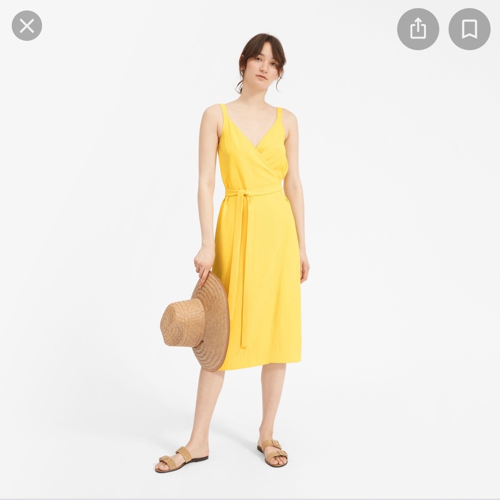 Everlane yellow Go Weave wrap dress